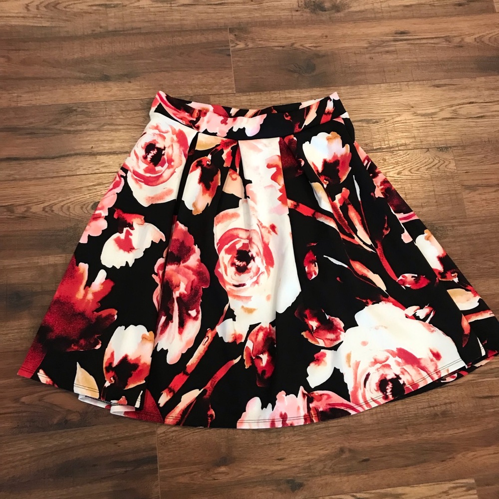 Pleated Fit and Flare Skirt